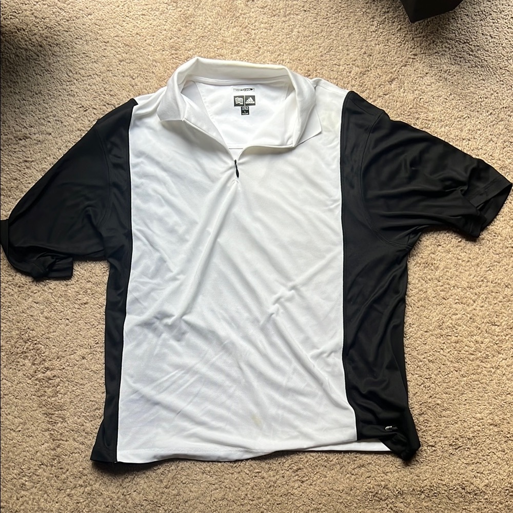 Adidas Men's Black and White Polo Shirt